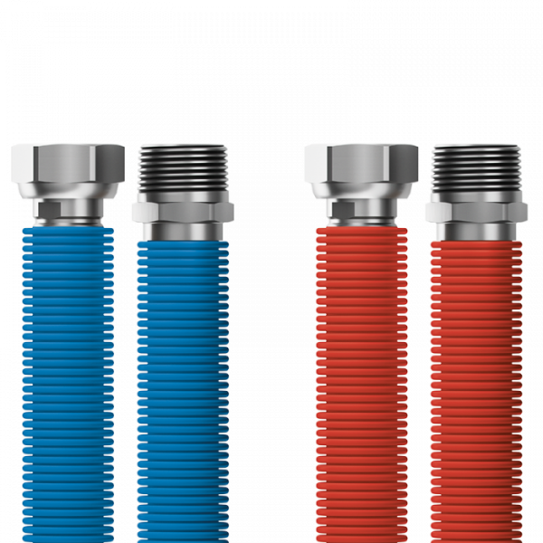 Nerezové hadice připojovací set ke kotlům Aqua Flexi G3/4"-G3/4" 30-60cm - 2ks hadice (modrá, červená) - Image 2