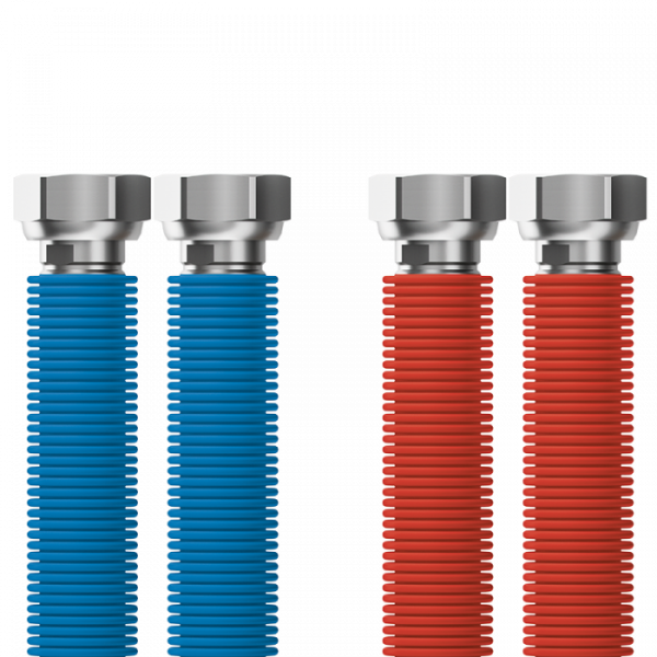 Nerezové hadice připojovací set ke kotlům Aqua Flexi R3/4"-G3/4" 30-60cm - 2ks hadice (modrá, červená) - Image 2